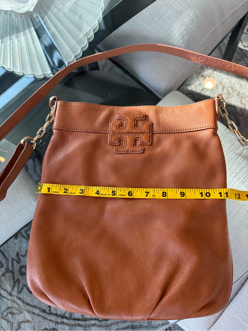 Tory Burch Tan Leather Shoulder Bag with Gold & Leather Chain Strap - Picture 8 of 10